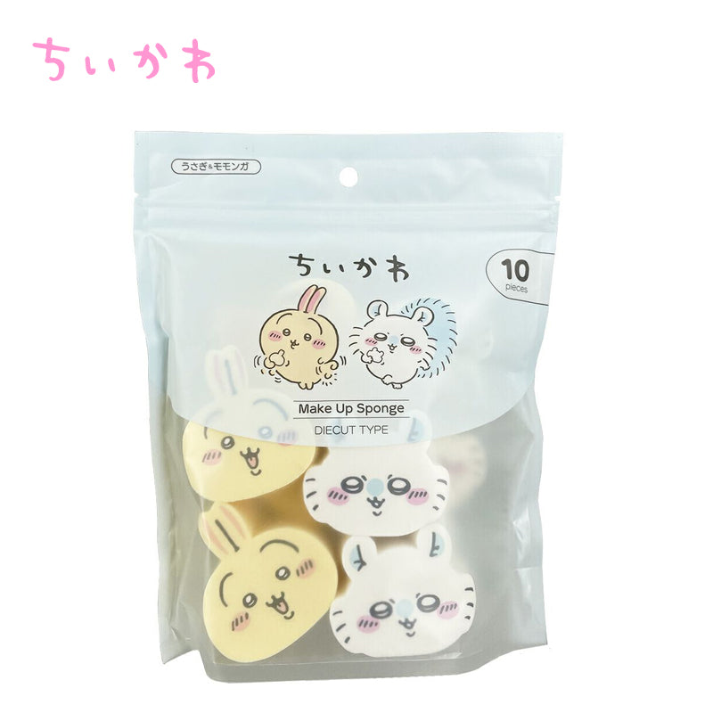 粧美堂 ちいかわ メイクアップスポンジ ダイカットタイプ <うさぎ&モモンガ> 10個入り 4548387682762
